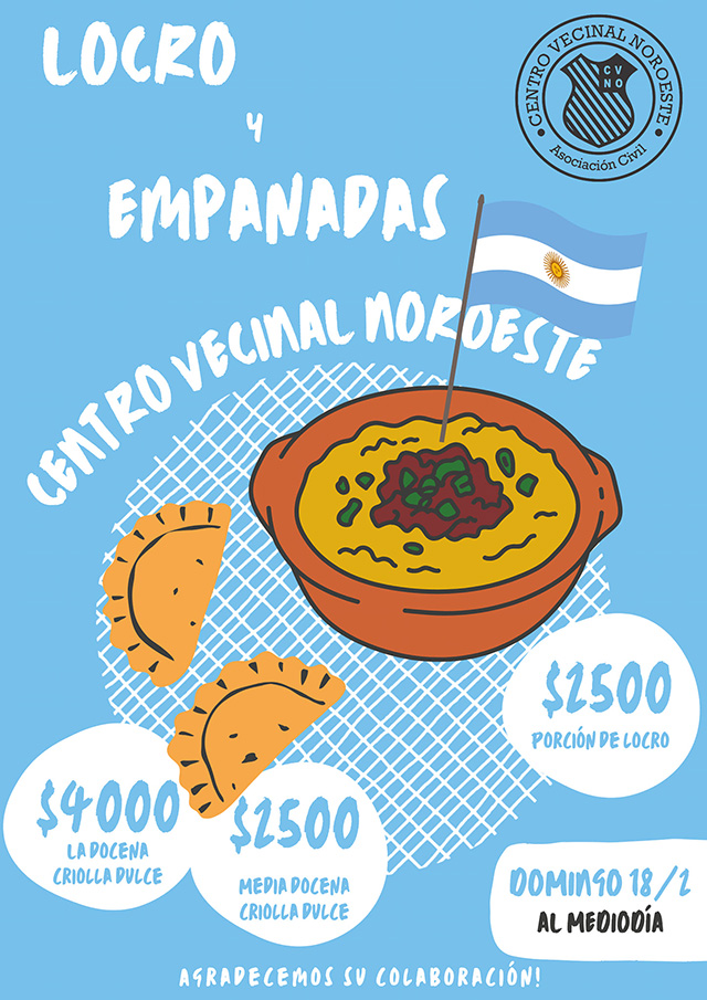 VENTA DE LOCRO Y EMPANADAS DEL CENTRO VECINAL NOROESTE