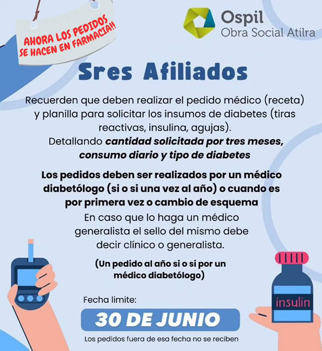 COMUNICADO PARA AFILIADOS DE OSPIL CON DIABETES