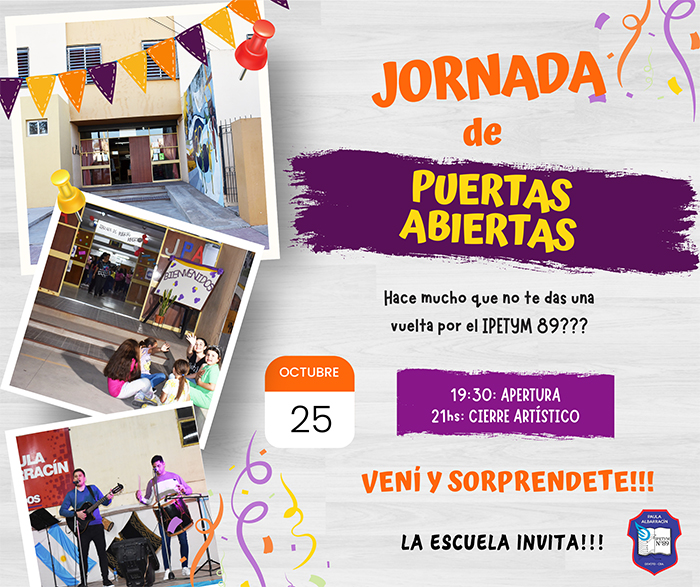 EL IPETYM 89 INVITA A SU JORNADA DE PUERTAS ABIERTAS