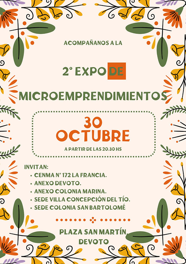 EL CENMA INVITA A SU EXPO DE MICROEMPRENDIMEINTOS